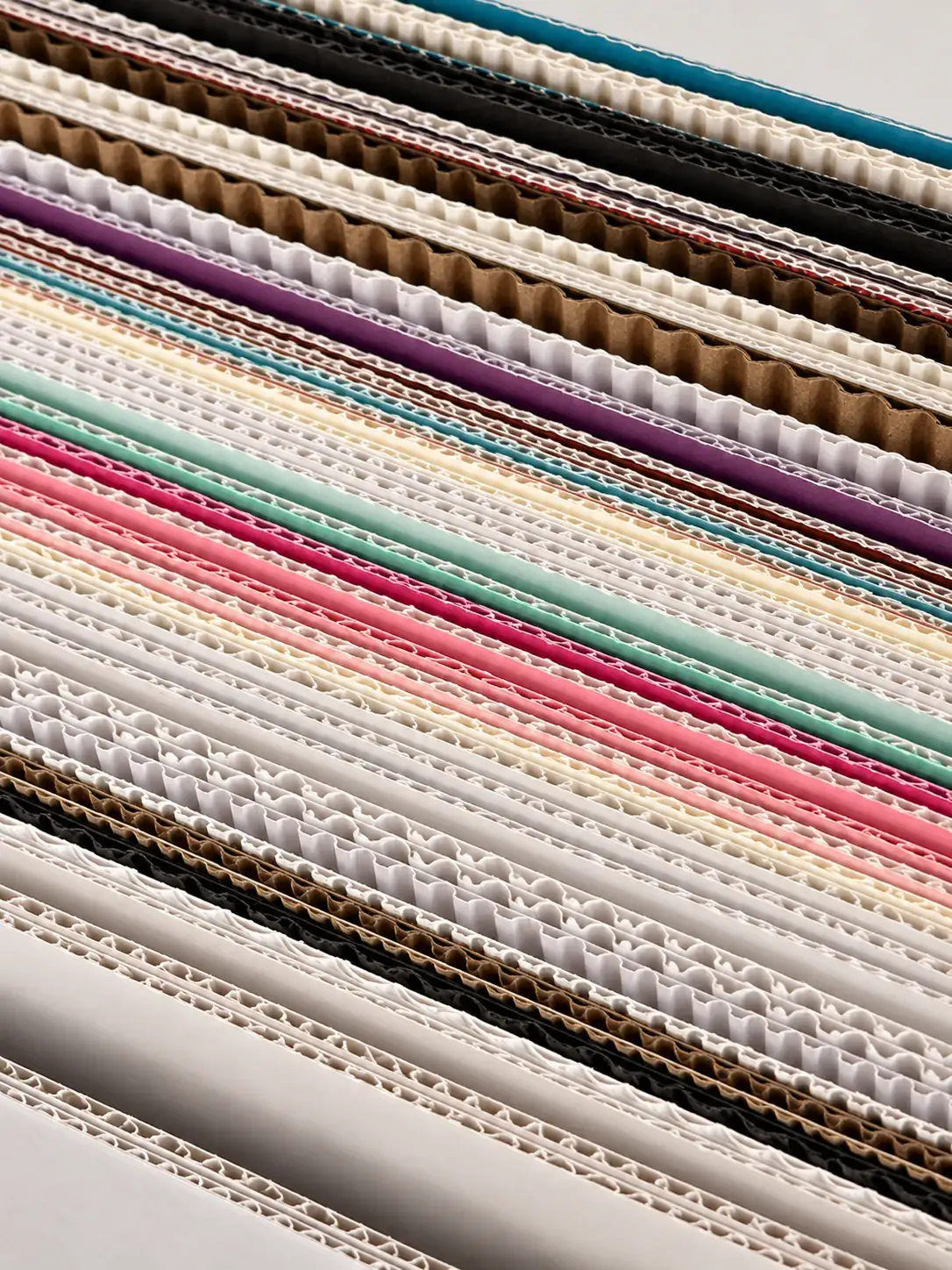 Colored fluted paper swatch library