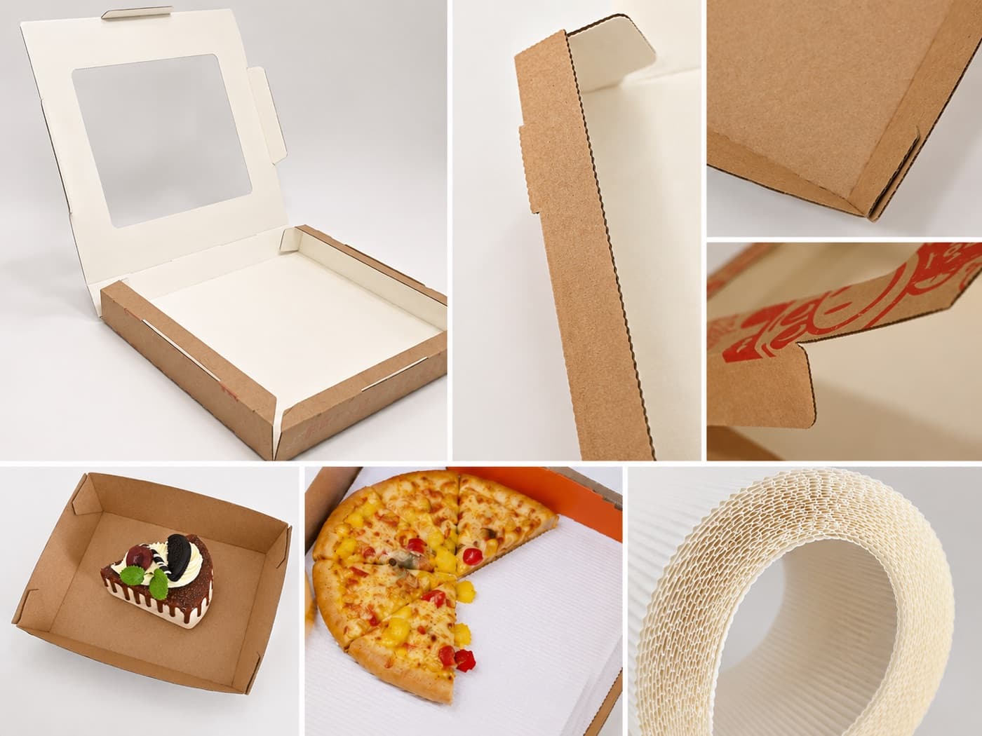 Paper food packaging structures and board samples